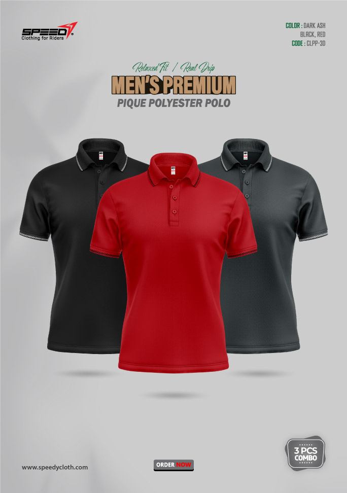 PREMIUM PIQUE POLYESTER POLO COMBO CLPP-3D (BLUE-ASH-PURPLE)